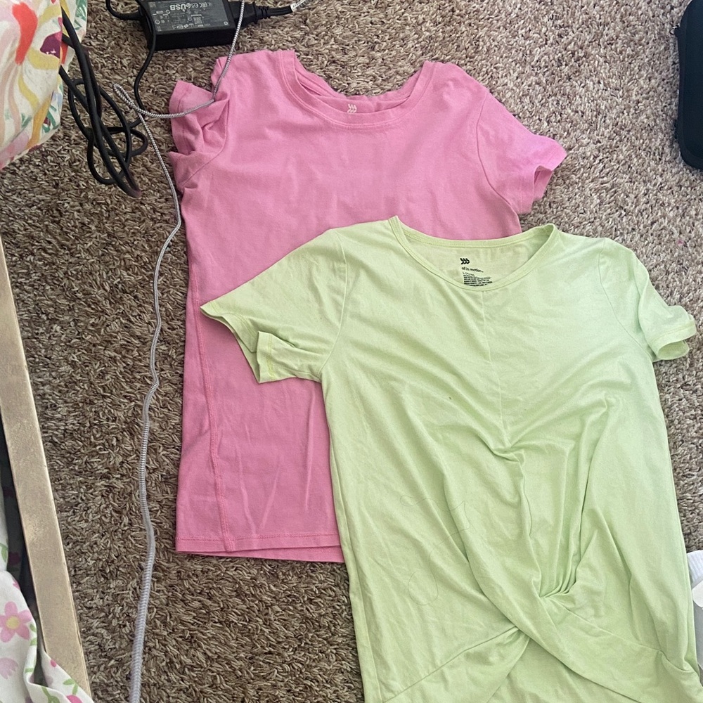 Girls' Athletic Short-Sleeve Tee Set - Pink & Light Green